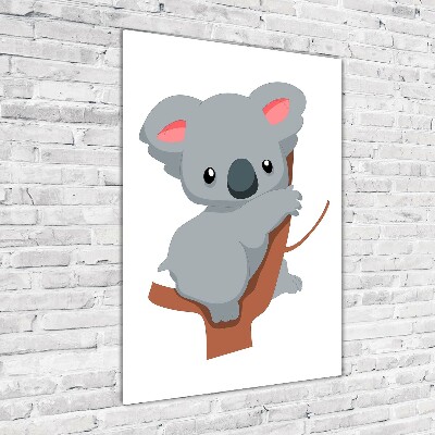 Cuadro decorativo en cristal con canto pulido vertical Panda en un árbol