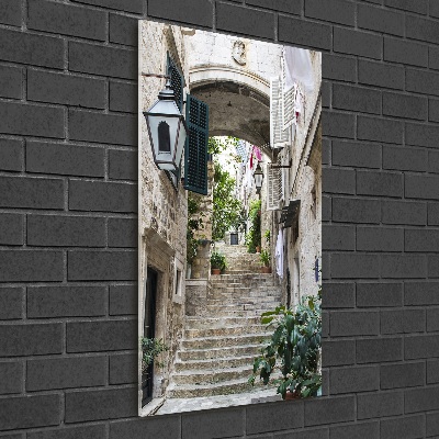Cuadro de vidrio templado 4mm para pared vertical Las calles de Dubrovnik