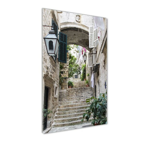 Cuadro de vidrio templado 4mm para pared vertical Las calles de Dubrovnik