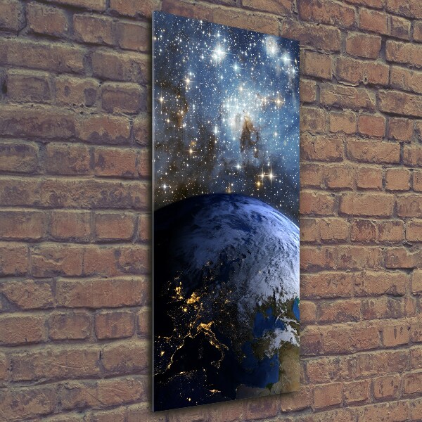 Fotocuadro de cristal elegante para hogar vertical Planeta Tierra