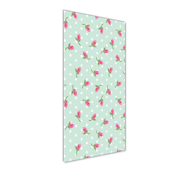 Cuadro decorativo en cristal con canto pulido vertical Rosas