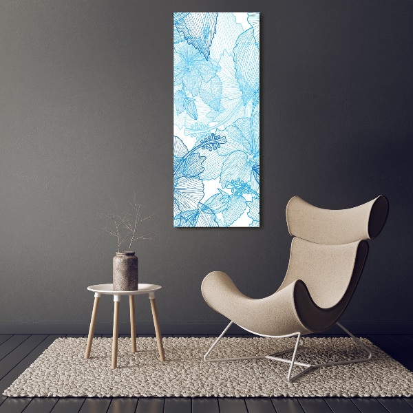 Cuadro de cristal moderno efecto brillo vertical flores hawaianas