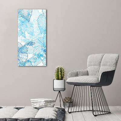 Cuadro de cristal moderno efecto brillo vertical flores hawaianas