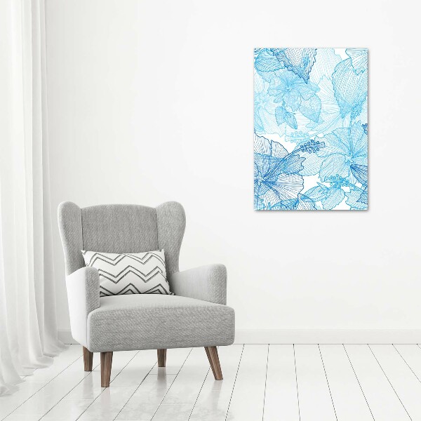 Cuadro de cristal moderno efecto brillo vertical flores hawaianas