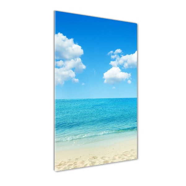 Cuadro decorativo en cristal con canto pulido vertical Playa tropical
