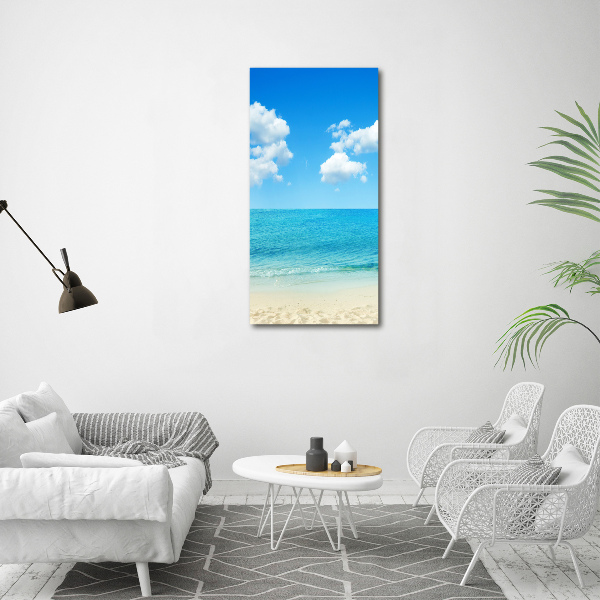 Cuadro decorativo en cristal con canto pulido vertical Playa tropical