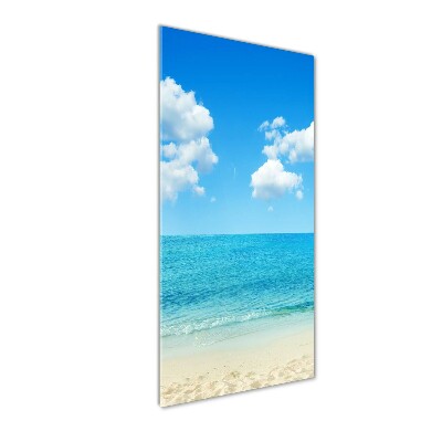 Cuadro decorativo en cristal con canto pulido vertical Playa tropical