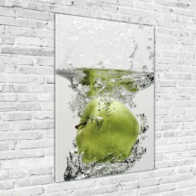 Cuadro de vidrio templado 4mm para pared vertical Una manzana bajo el agua