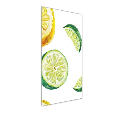 Fotocuadro de cristal elegante para hogar vertical Limas y limones