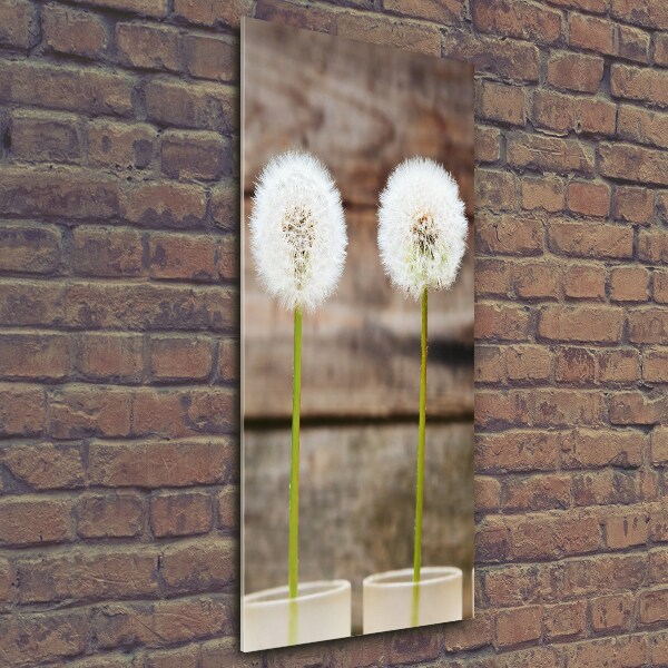 Fotocuadro de cristal elegante para hogar vertical Dientes de león
