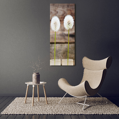 Fotocuadro de cristal elegante para hogar vertical Dientes de león
