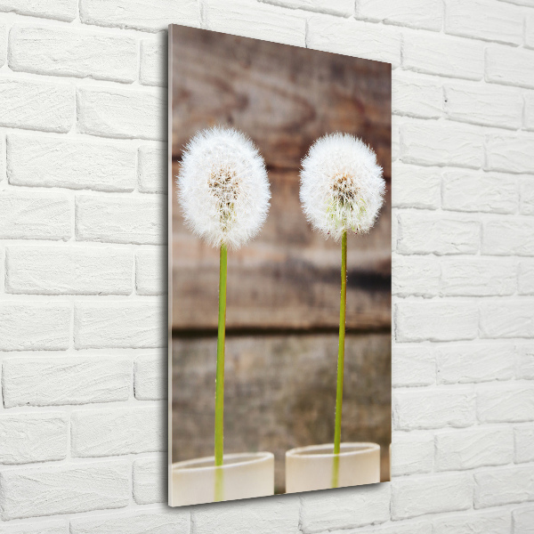 Fotocuadro de cristal elegante para hogar vertical Dientes de león