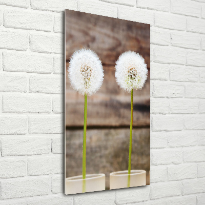 Fotocuadro de cristal elegante para hogar vertical Dientes de león