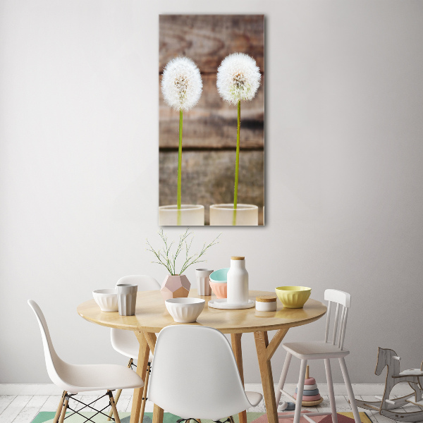 Fotocuadro de cristal elegante para hogar vertical Dientes de león