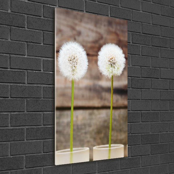 Fotocuadro de cristal elegante para hogar vertical Dientes de león