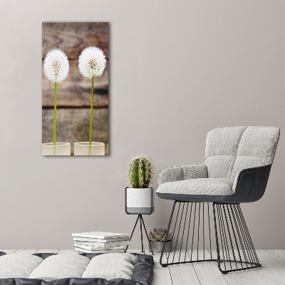 Fotocuadro de cristal elegante para hogar vertical Dientes de león
