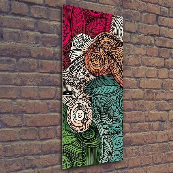 Cuadro de cristal moderno efecto brillo vertical Plumas abstractas