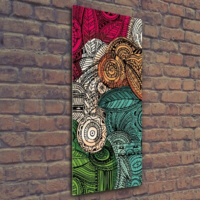 Cuadro de cristal moderno efecto brillo vertical Plumas abstractas