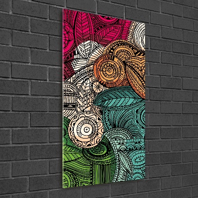 Cuadro de cristal moderno efecto brillo vertical Plumas abstractas