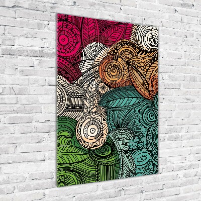 Cuadro de cristal moderno efecto brillo vertical Plumas abstractas