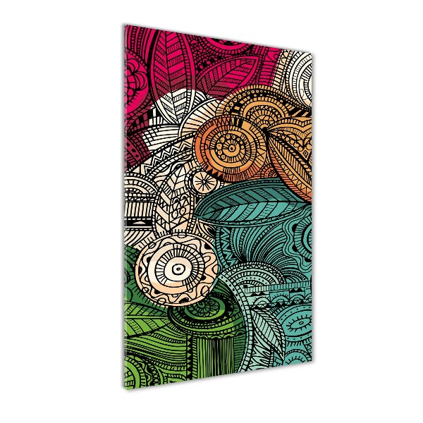 Cuadro de cristal moderno efecto brillo vertical Plumas abstractas