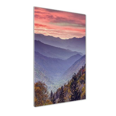 Cuadro de vidrio templado 4mm para pared vertical Niebla sobre las montañas