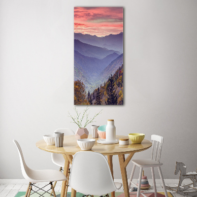 Cuadro de vidrio templado 4mm para pared vertical Niebla sobre las montañas