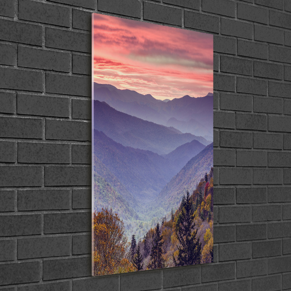 Cuadro de vidrio templado 4mm para pared vertical Niebla sobre las montañas