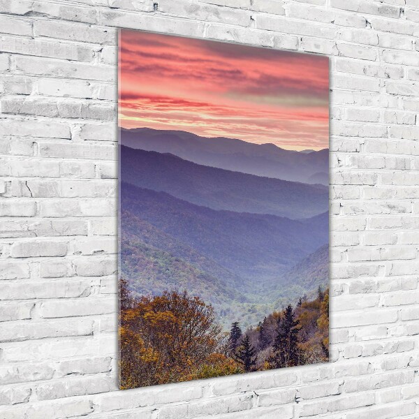 Cuadro de vidrio templado 4mm para pared vertical Niebla sobre las montañas