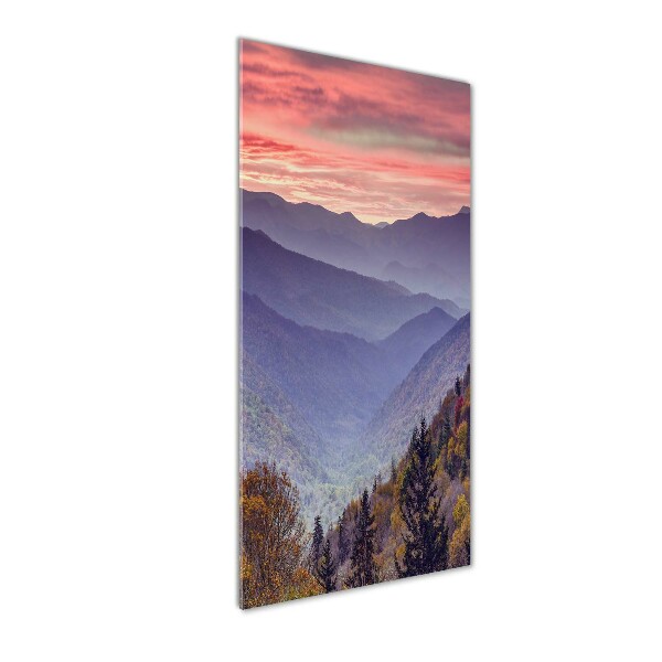 Cuadro de vidrio templado 4mm para pared vertical Niebla sobre las montañas