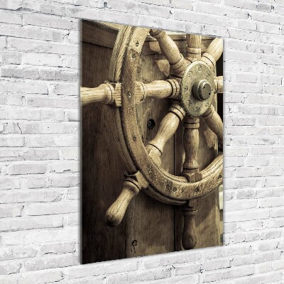 Cuadro de vidrio templado 4mm para pared vertical El timón de un yate