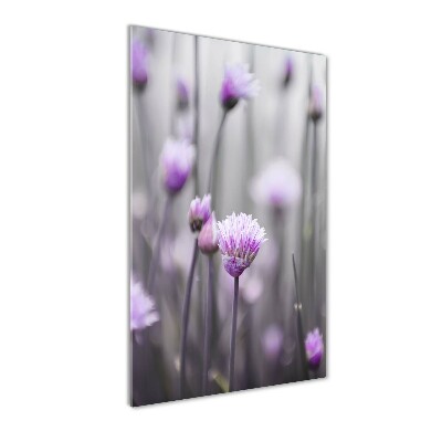 Fotocuadro de cristal elegante para hogar vertical flores de cebollino