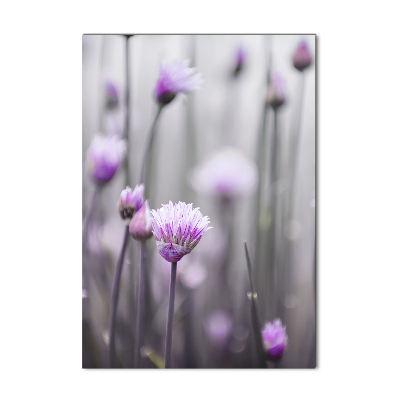 Fotocuadro de cristal elegante para hogar vertical flores de cebollino