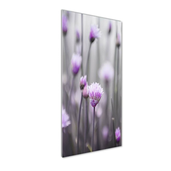 Fotocuadro de cristal elegante para hogar vertical flores de cebollino