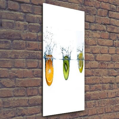 Cuadro de cristal moderno efecto brillo vertical Frutas bajo el agua