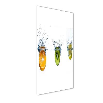 Cuadro de cristal moderno efecto brillo vertical Frutas bajo el agua