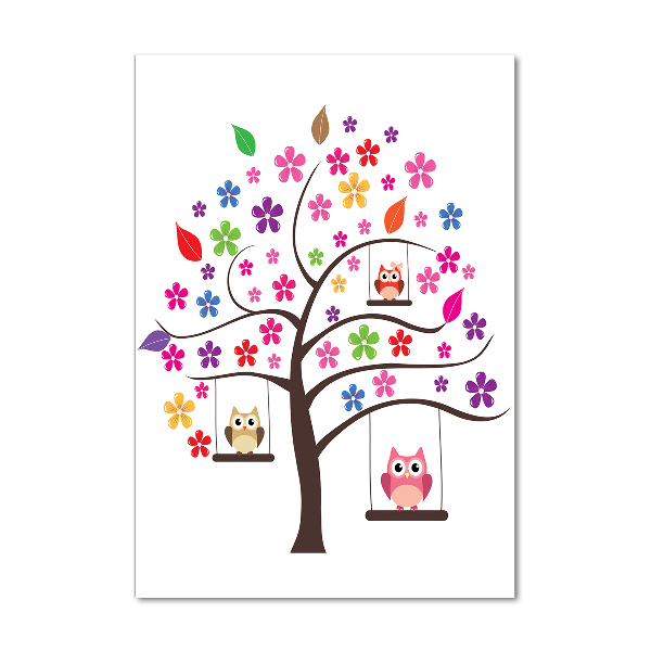 Foto obraz na szkle pionowy Sowy na huśtawkach