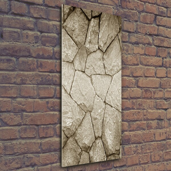 Fotocuadro de cristal elegante para hogar vertical Muro de piedra