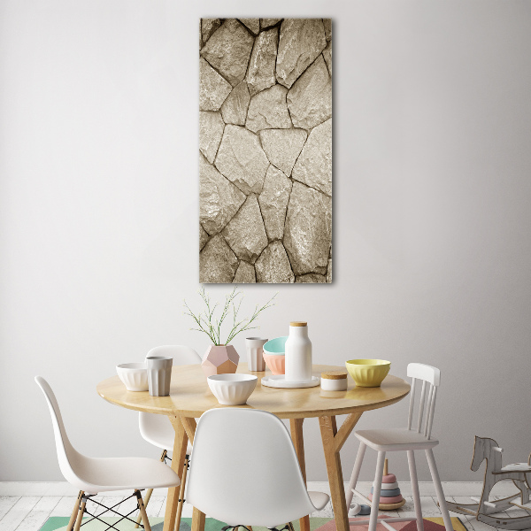 Fotocuadro de cristal elegante para hogar vertical Muro de piedra