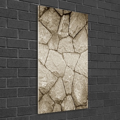 Fotocuadro de cristal elegante para hogar vertical Muro de piedra