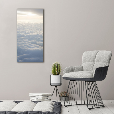 Cuadro decorativo en cristal con canto pulido vertical Vuelo sobre las nubes