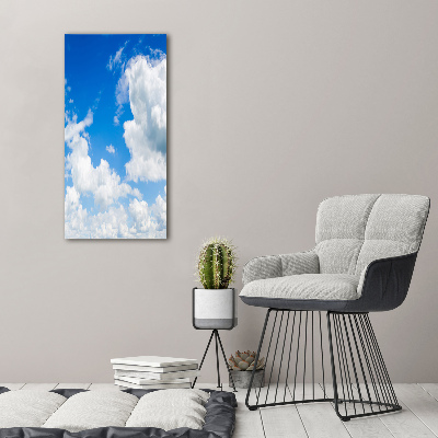 Fotocuadro de cristal elegante para hogar vertical Nubes en el cielo