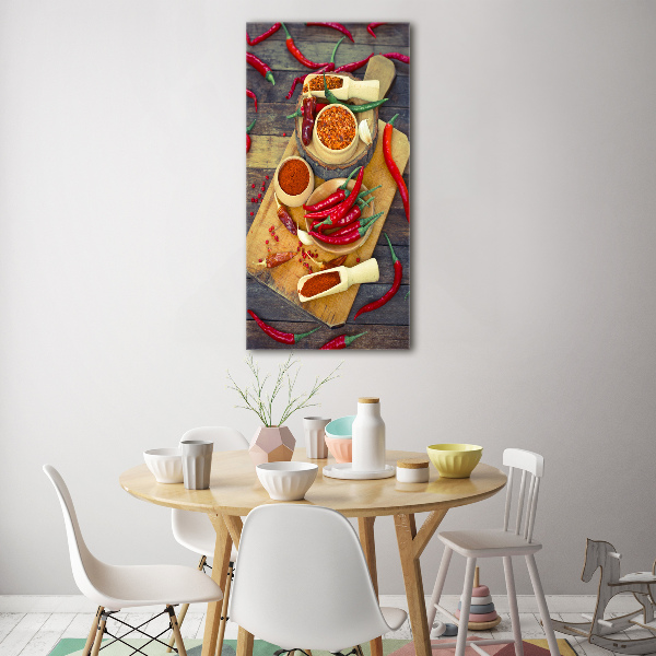 Cuadro de cristal moderno efecto brillo vertical chiles