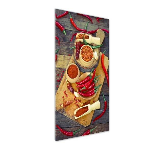 Cuadro de cristal moderno efecto brillo vertical chiles