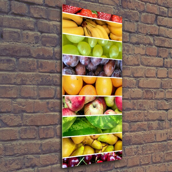 Cuadro decorativo en cristal con canto pulido vertical Frutas coloridas