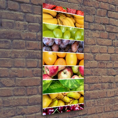 Cuadro decorativo en cristal con canto pulido vertical Frutas coloridas