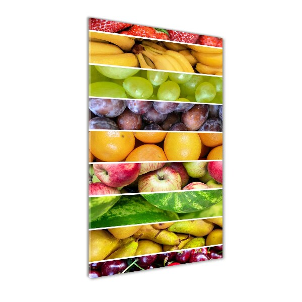 Cuadro decorativo en cristal con canto pulido vertical Frutas coloridas
