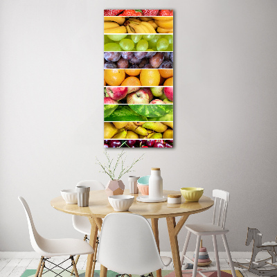 Cuadro decorativo en cristal con canto pulido vertical Frutas coloridas