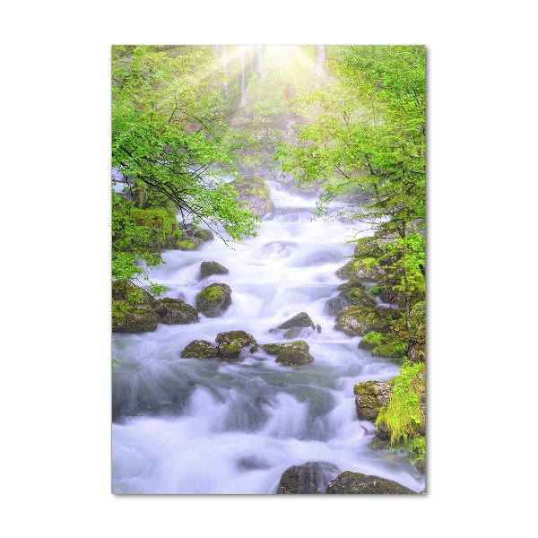 Cuadro de vidrio templado 4mm para pared vertical arroyo de montaña