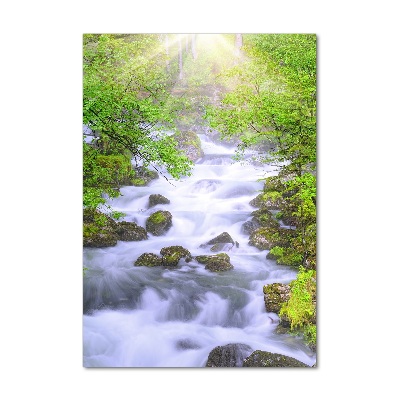 Cuadro de vidrio templado 4mm para pared vertical arroyo de montaña